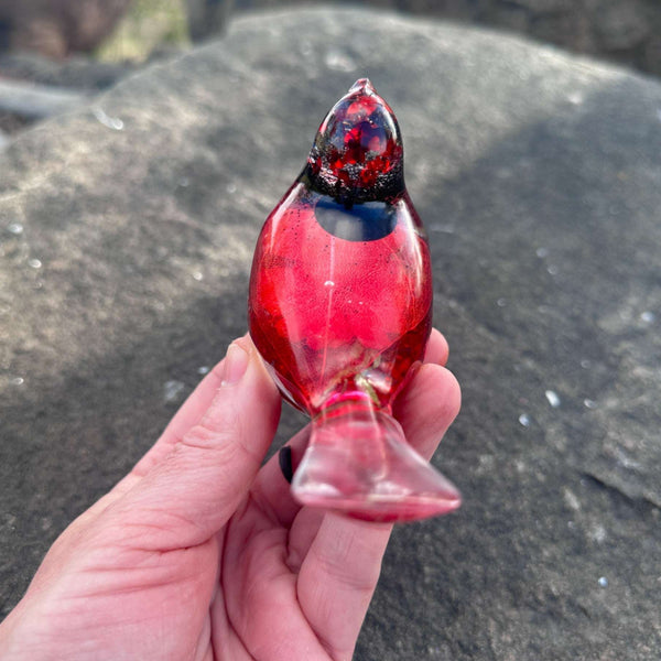 Cardinal Heartsong Pair – Handmade Resin Birds with Flowers & Glitter