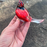 Cardinal Heartsong Pair – Handmade Resin Birds with Flowers & Glitter