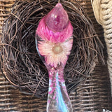 Enchanted Strawflower Handmade Resin Bird with Fluorite Gemstones
