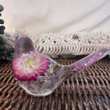 Enchanted Strawflower Handmade Resin Bird with Fluorite Gemstones