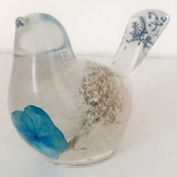 Blue Petal Dreams - Blue Dandelion Resin Bird