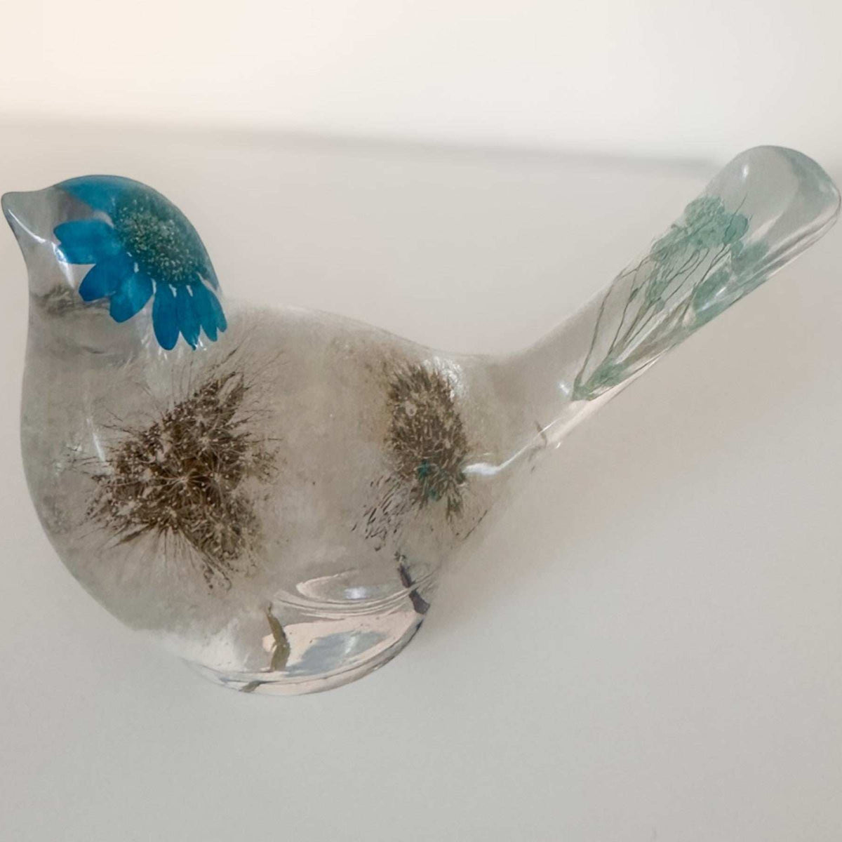 Blue Petal Dreams - Blue Dandelion Resin Bird