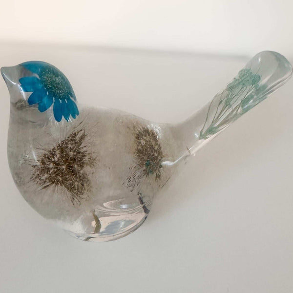 Blue Petal Dreams - Blue Dandelion Resin Bird