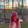 Crimson Berry Songbird - Handmade Red Berry Cardinal Resin Bird