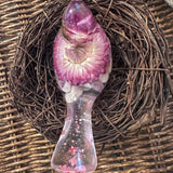 Enchanted Strawflower Handmade Resin Bird with Fluorite Gemstones
