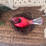 Cardinal Heartsong Pair – Handmade Resin Birds with Flowers & Glitter