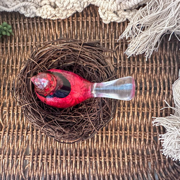 Cardinal Heartsong Pair – Handmade Resin Birds with Flowers & Glitter