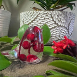 Crimson Berry Songbird - Handmade Red Berry Cardinal Resin Bird