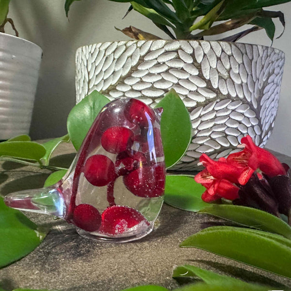 Crimson Berry Songbird - Handmade Red Berry Cardinal Resin Bird