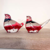 Cardinal Heartsong Pair – Handmade Resin Birds with Flowers & Glitter