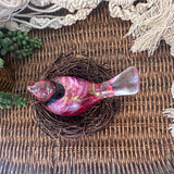Rose Crimson Cardinal Pair – Resin Birds with Red Roses & Glitter