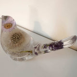 Handcrafted Purple Petal Dandelion Resin Bird with preserved fairy wishes
