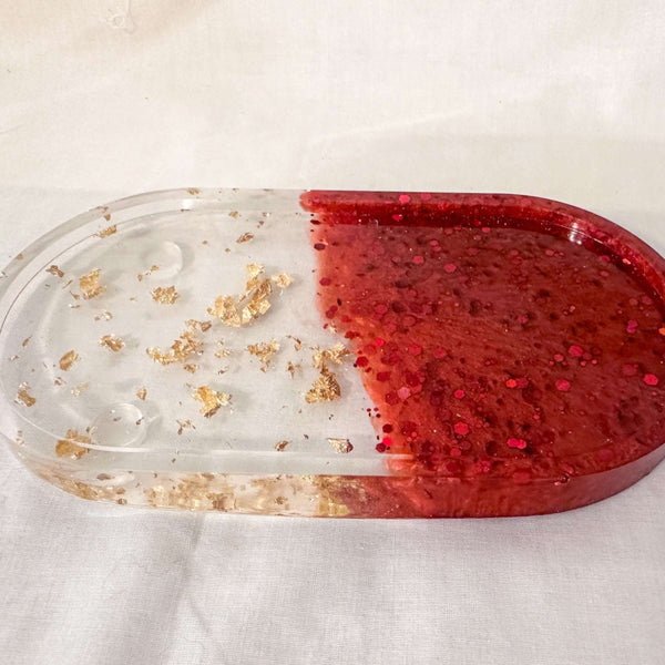 Golden Maple Bird & Tray Set – Resin Art with Real Leaf & Glitter