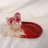 Tray - Handmade Resin Tray  - Gold, Silver, Red Accents