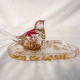 Tray - Handmade Resin Tray  - Gold, Silver, Red Accents