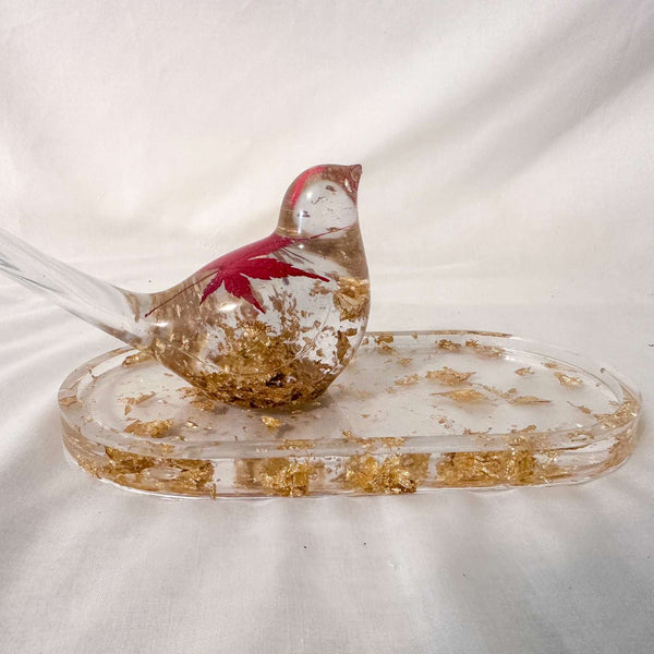 Tray - Handmade Resin Tray  - Gold, Silver, Red Accents