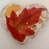 Canadian Maple Leaf Heart Coasters – Resin Decor with Gold Leaf Accent