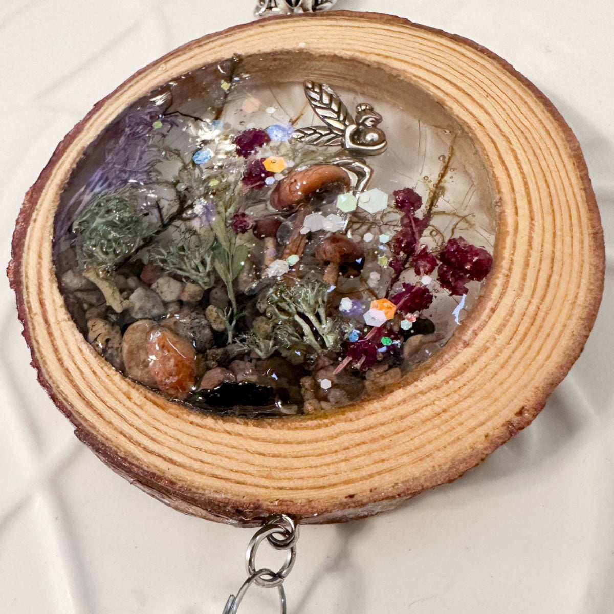 Whimsical Fairy Forest Suncatcher with Real Botanicals & Crystal Prism