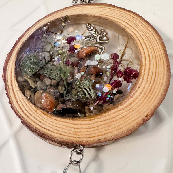 Whimsical Fairy Forest Suncatcher with Real Botanicals & Crystal Prism