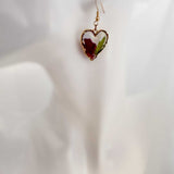 Rose Garden Hearts – Handmade Real Rose Petal & Botanical Earrings