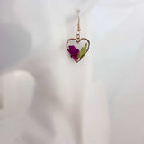 Rose Garden Hearts – Handmade Real Rose Petal & Botanical Earrings