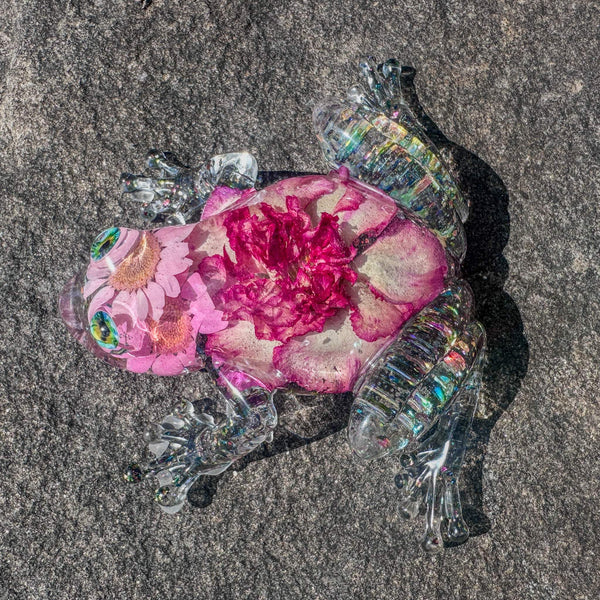 Frogs in Bloom - Handmade Dried Floral Whimsical Resin Frog Decor