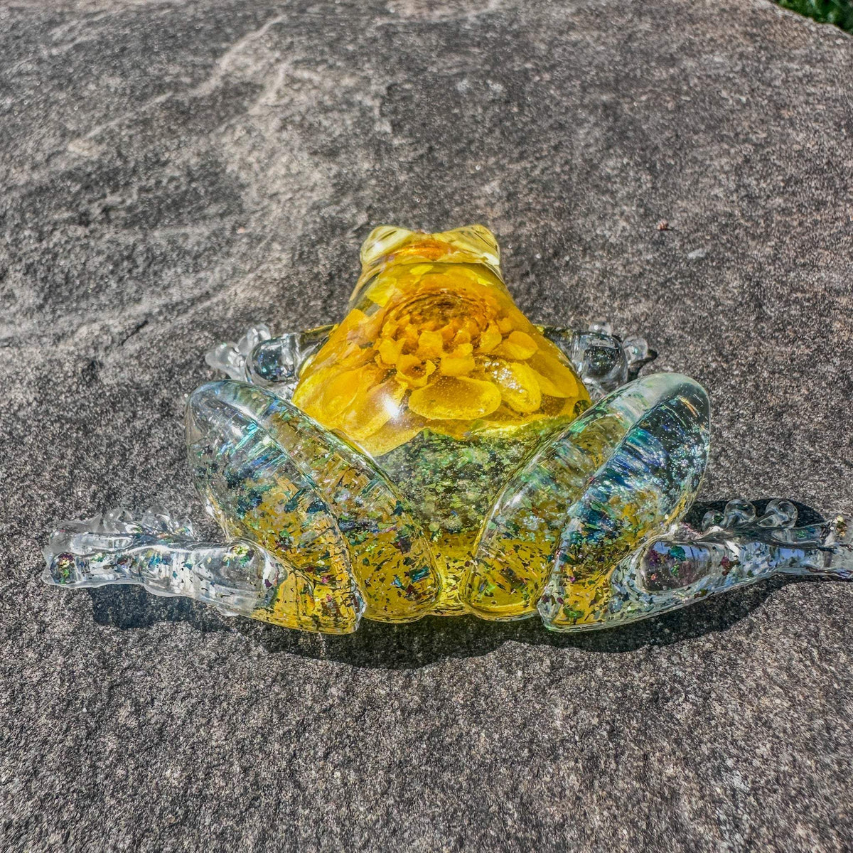 Frogs in Bloom - Handmade Dried Floral Whimsical Resin Frog Decor