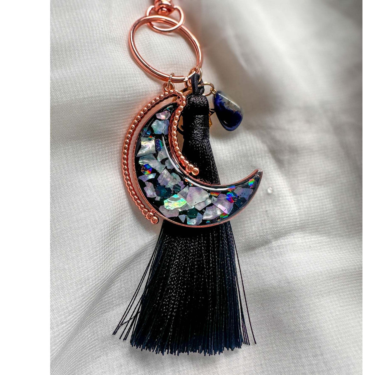 Aurora Moon Spinner Charm - Two Sided Northern Lights Keychain