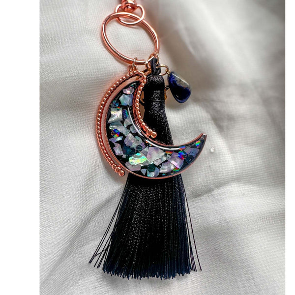 Aurora Moon Spinner Charm - Two Sided Northern Lights Keychain