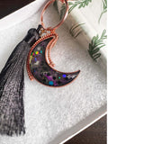 Aurora Moon Spinner Charm - Two Sided Northern Lights Keychain