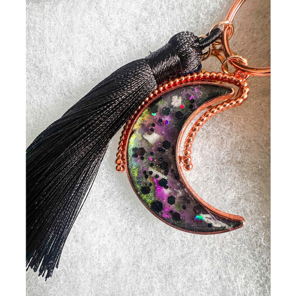 Aurora Moon Spinner Charm - Two Sided Northern Lights Keychain