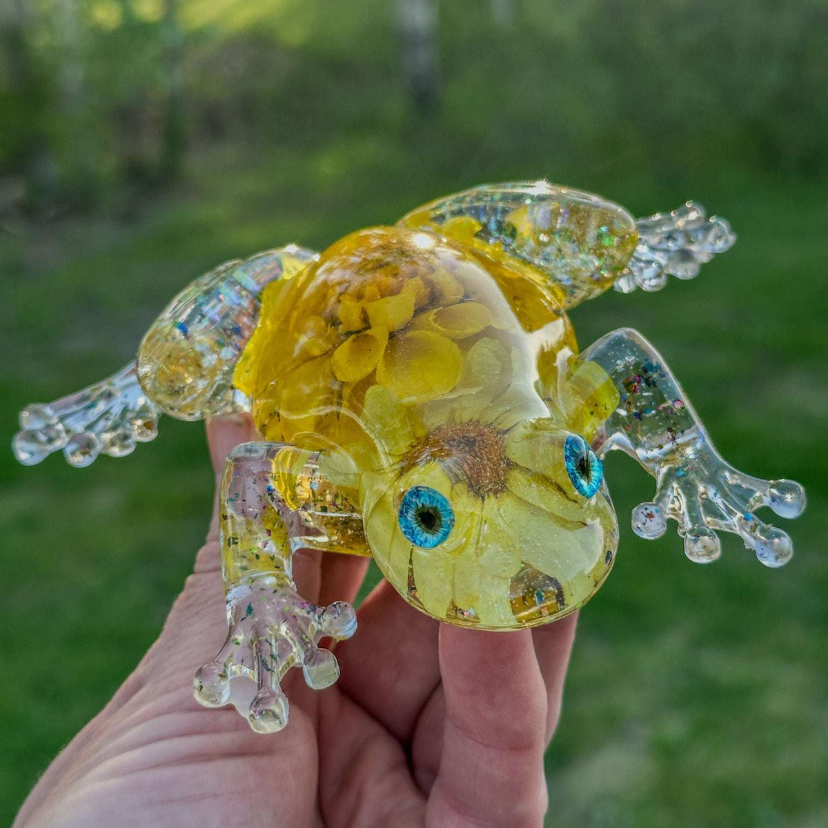 Frogs in Bloom - Handmade Dried Floral Whimsical Resin Frog Decor