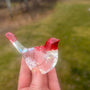 Crimson Starling – Handmade Resin Bird Red Chips & Iridescent Flakes