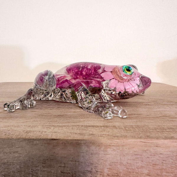 Frogs in Bloom - Handmade Dried Floral Whimsical Resin Frog Decor