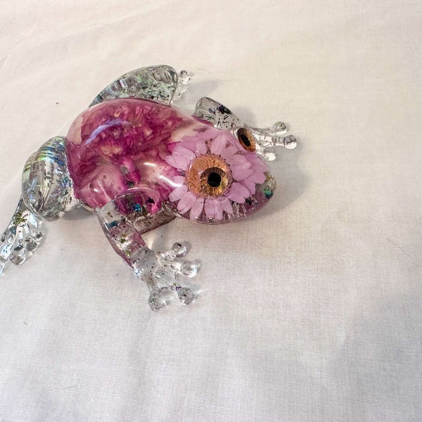 Frogs in Bloom - Handmade Dried Floral Whimsical Resin Frog Decor