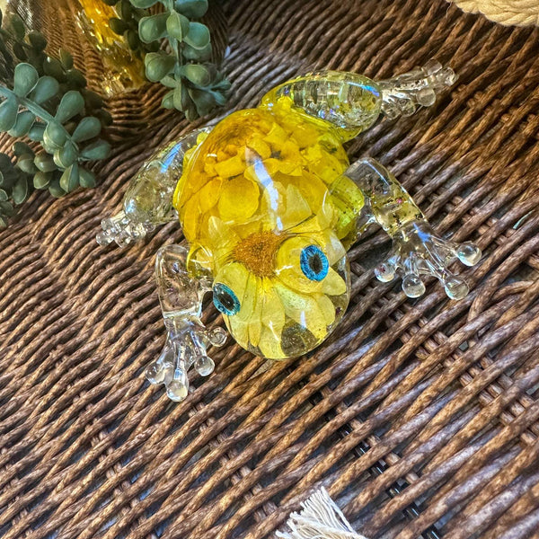 Frogs in Bloom - Handmade Dried Floral Whimsical Resin Frog Decor