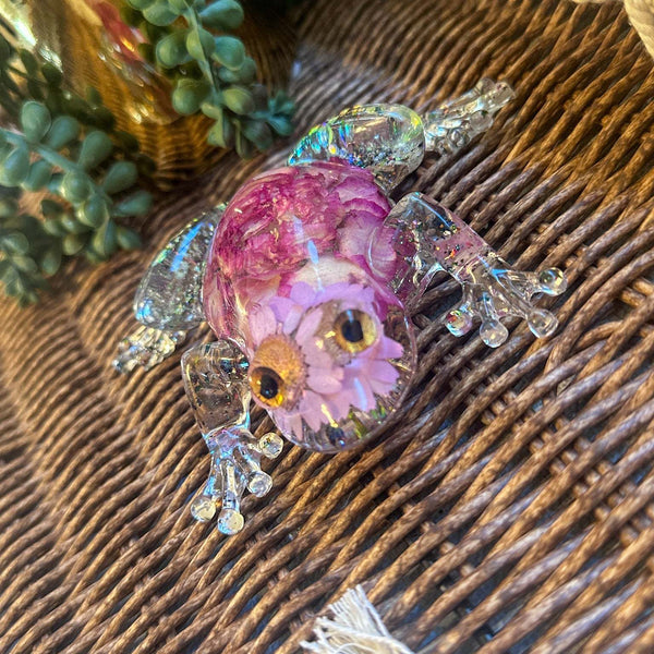 Frogs in Bloom - Handmade Dried Floral Whimsical Resin Frog Decor