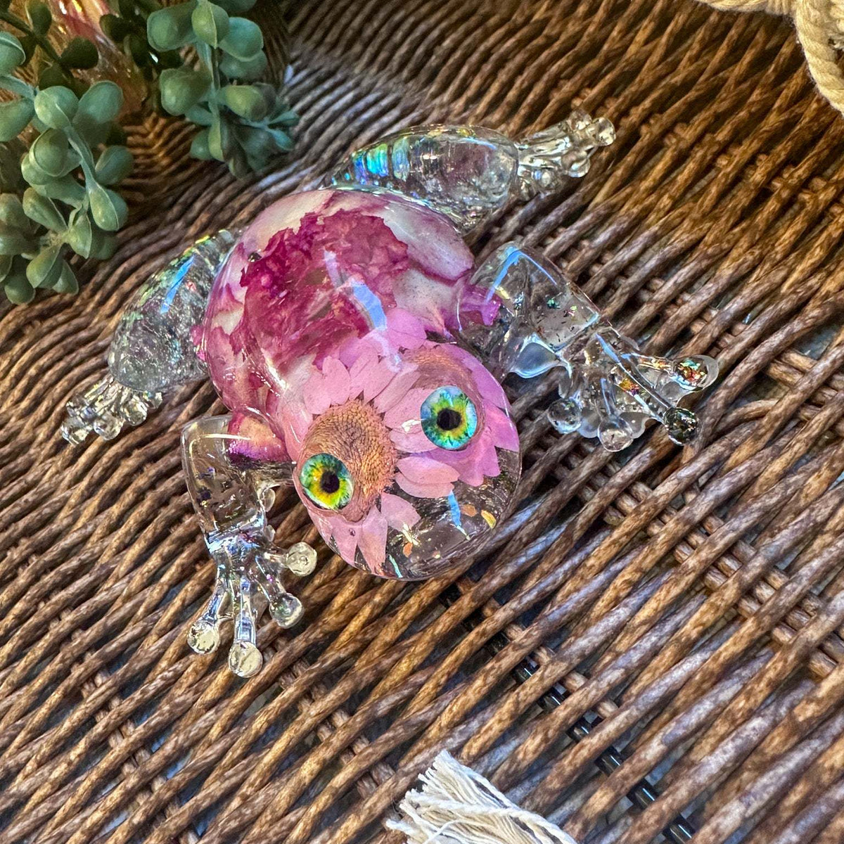 Frogs in Bloom - Handmade Dried Floral Whimsical Resin Frog Decor