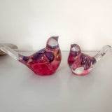 iolet Bloom Duo fuchsia floral resin bird pair with real dried purple and pink flowers, handmade Canada