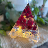 Handmade Berry Red Resin Pyramid - Winter Wonderland Night Decor