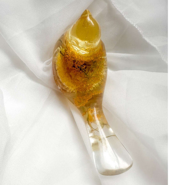 Handmade Golden Garden Songbird - Sunshine Strawflower Resin Bird