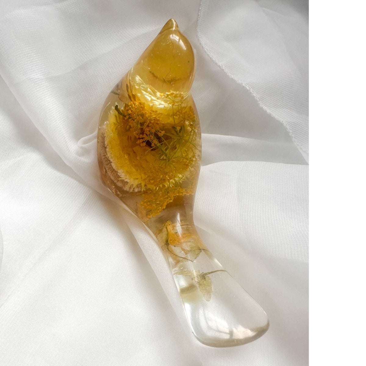 Handmade Golden Garden Songbird - Sunshine Strawflower Resin Bird