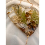 Forest Heart Suncatcher botanical resin suncatcher heart with real mushrooms ferns and moss, handmade Canada