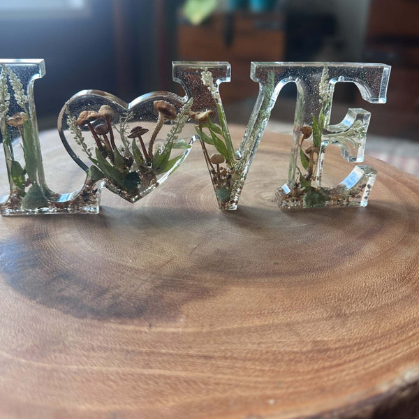 Enchanted Boreal Words - Handmade Resin Decor with Forest Magic