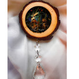 Midnight Forest Suncatcher mushroom resin wood suncatcher with real forest botanicals and obsidian stones, handmade Canada