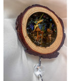 Midnight Forest Suncatcher mushroom resin wood suncatcher with real forest botanicals and obsidian stones, handmade Canada