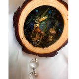 Midnight Forest Suncatcher mushroom resin wood suncatcher with real forest botanicals and obsidian stones, handmade Canada