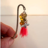 Rose Hive Bookmark honey bee bookmark handmade with silver hook, pink tassel and golden honeycomb resin charm