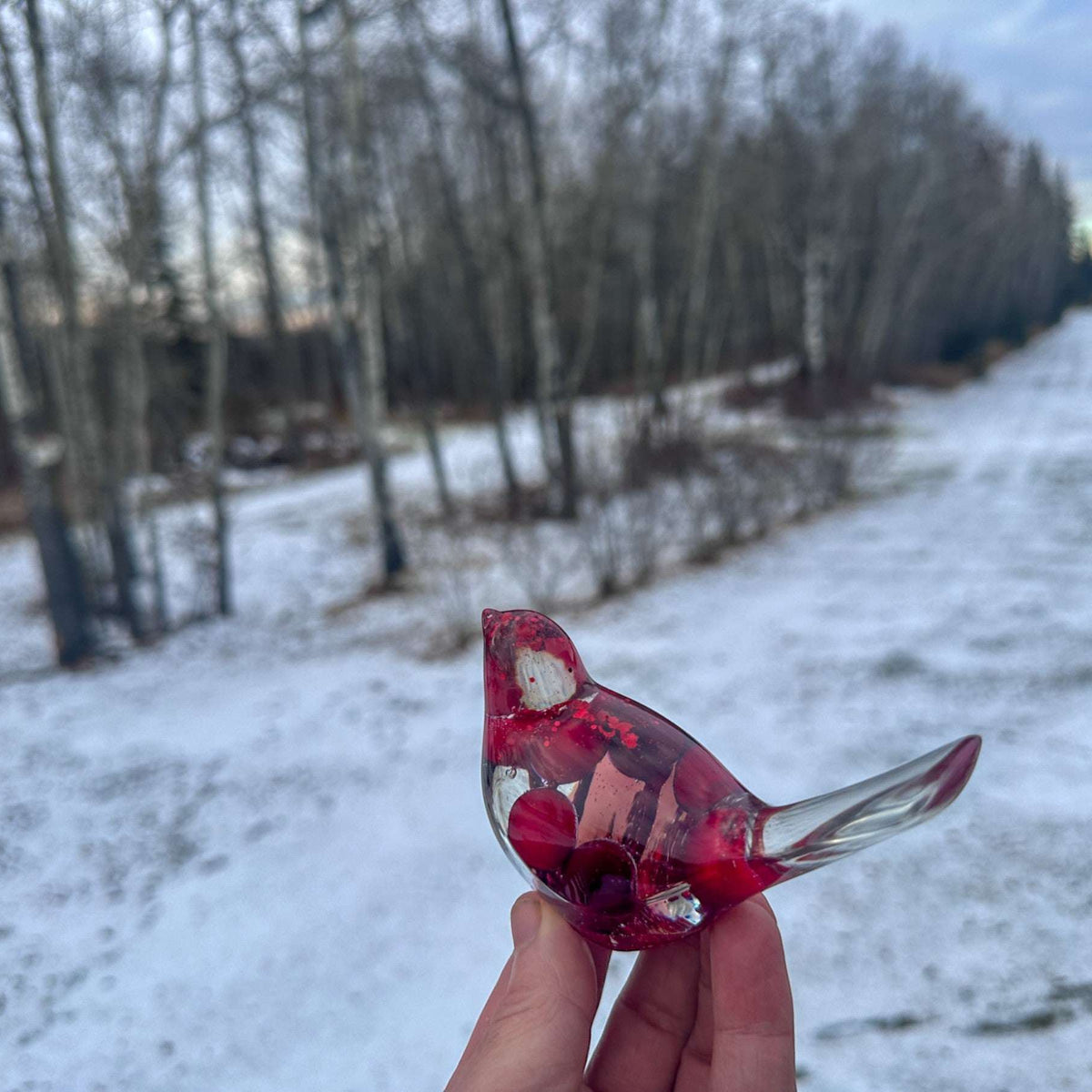 Handmade Berry Red Resin Bird Decor - Unique Home Decor Accent