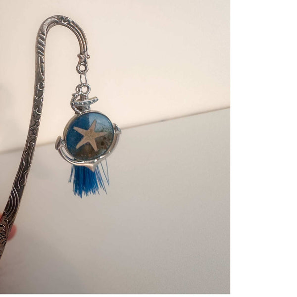 Ocean Anchor Bookmark ocean resin bookmark handmade with real sand seashells and sea turtle in silver anchor charm